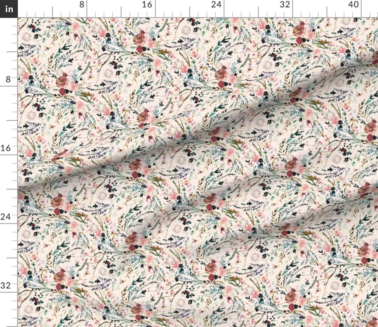 Floral Blush Pink Flower Vintage Flowers Girl Rose Botanical Custom Printed Fabric by Spoonflower Various Fabrics by the Yard or Fat Quarter